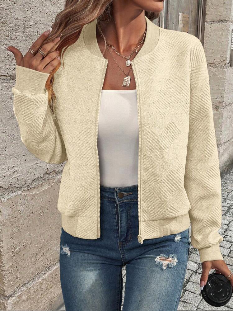 Doretta | Textured Bomber Jacket with Zipper