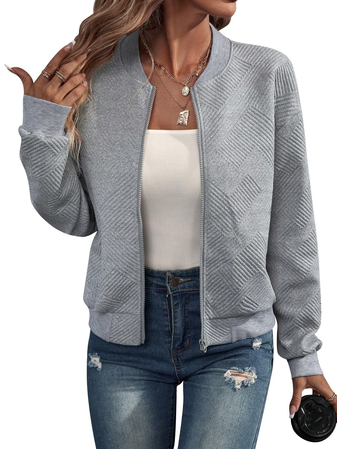 Doretta | Textured Bomber Jacket with Zipper