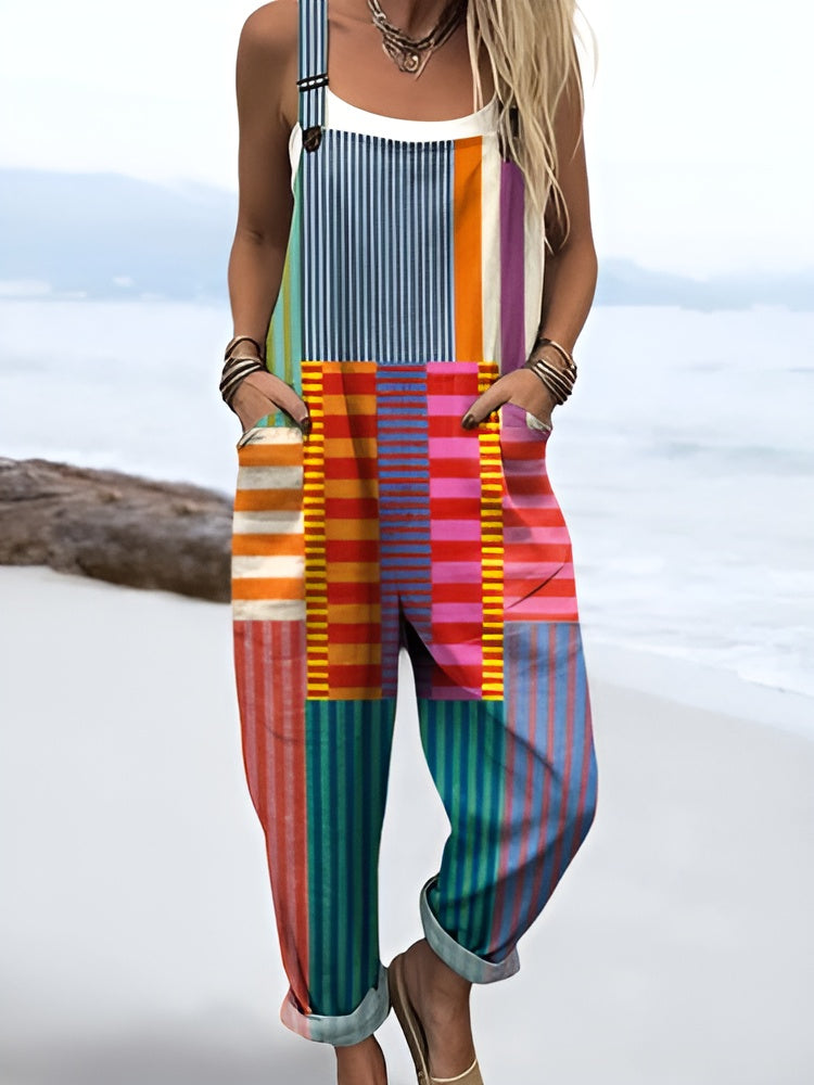 Madison | Colorful Pop-Stripe Overalls
